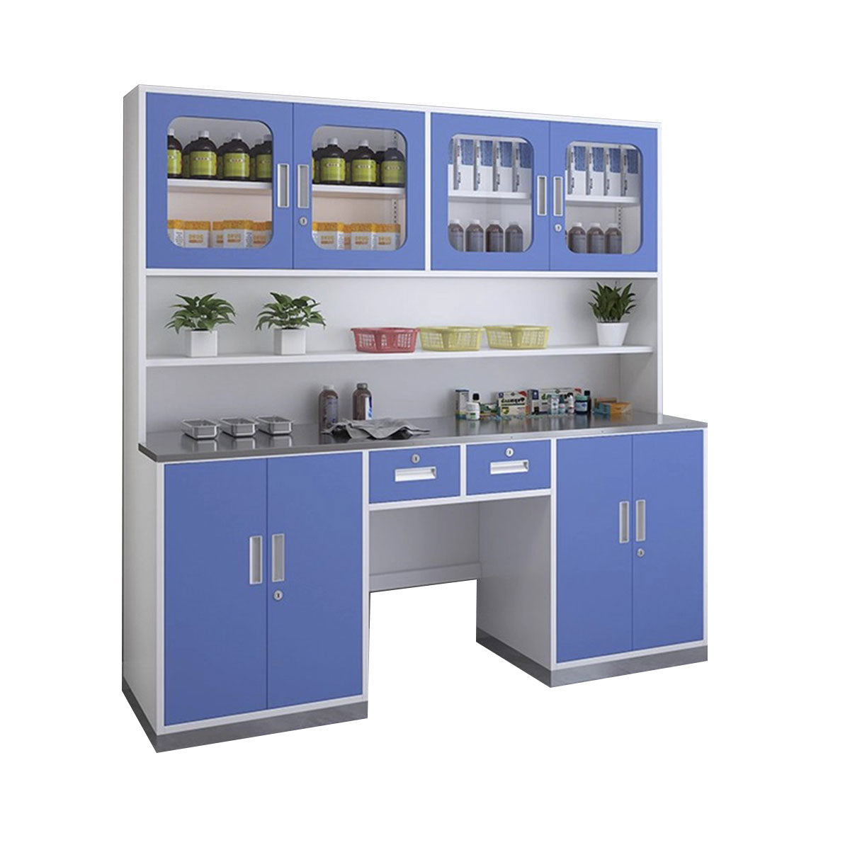 Modern Open-Style Steel Pharmacy Shelf with Doorless Design