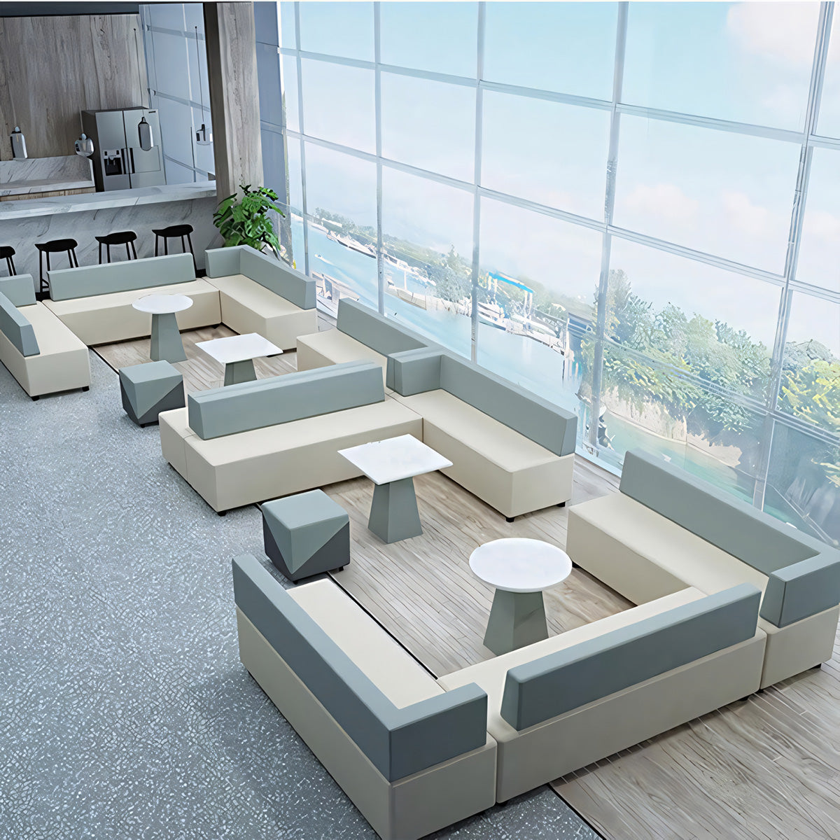 Sofa, product detail view, for reception area or front office, commercial reception furniture