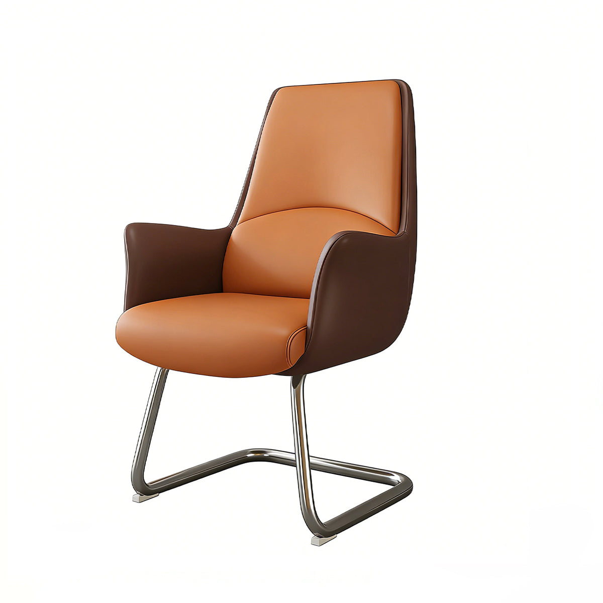 Office Chair, Dark Coffee & Orange, Dark Coffee & Orange finish, L20" x W24" x H41", for meeting room or boardroom, modern boardroom furniture