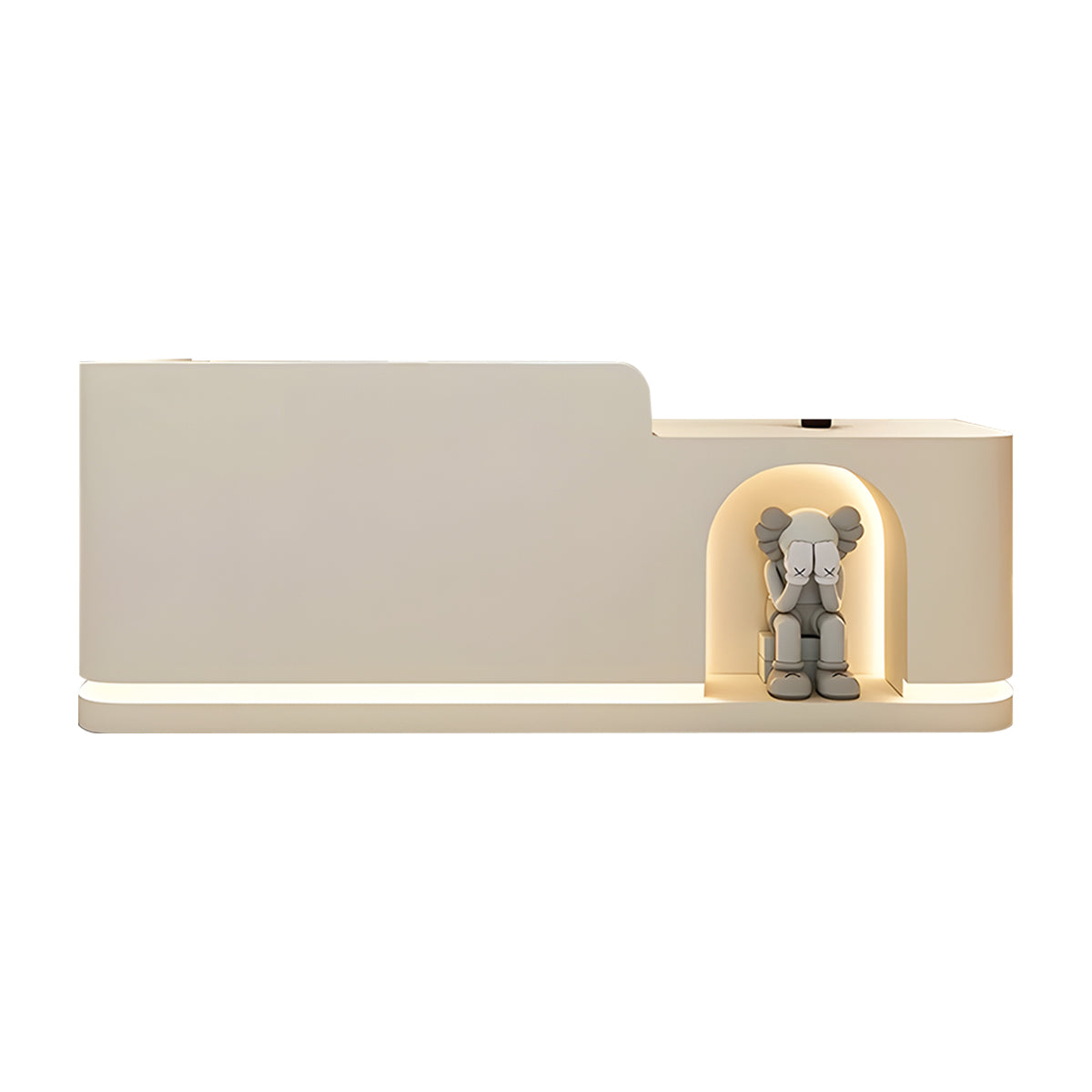 Round Arch Display Reception Desk With LED Strip And Storage Drawers For Boutiques, Salons, And Wellness Shops JDT-1029