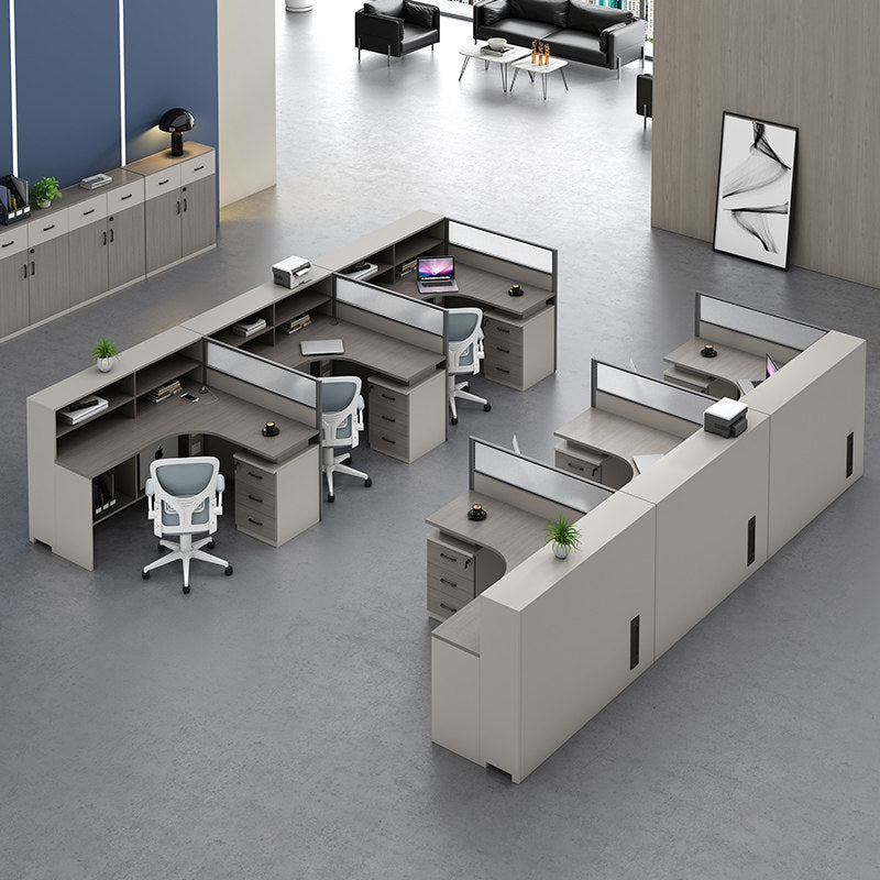 L-Shaped Workstation 55–220 in Wide with Shelf