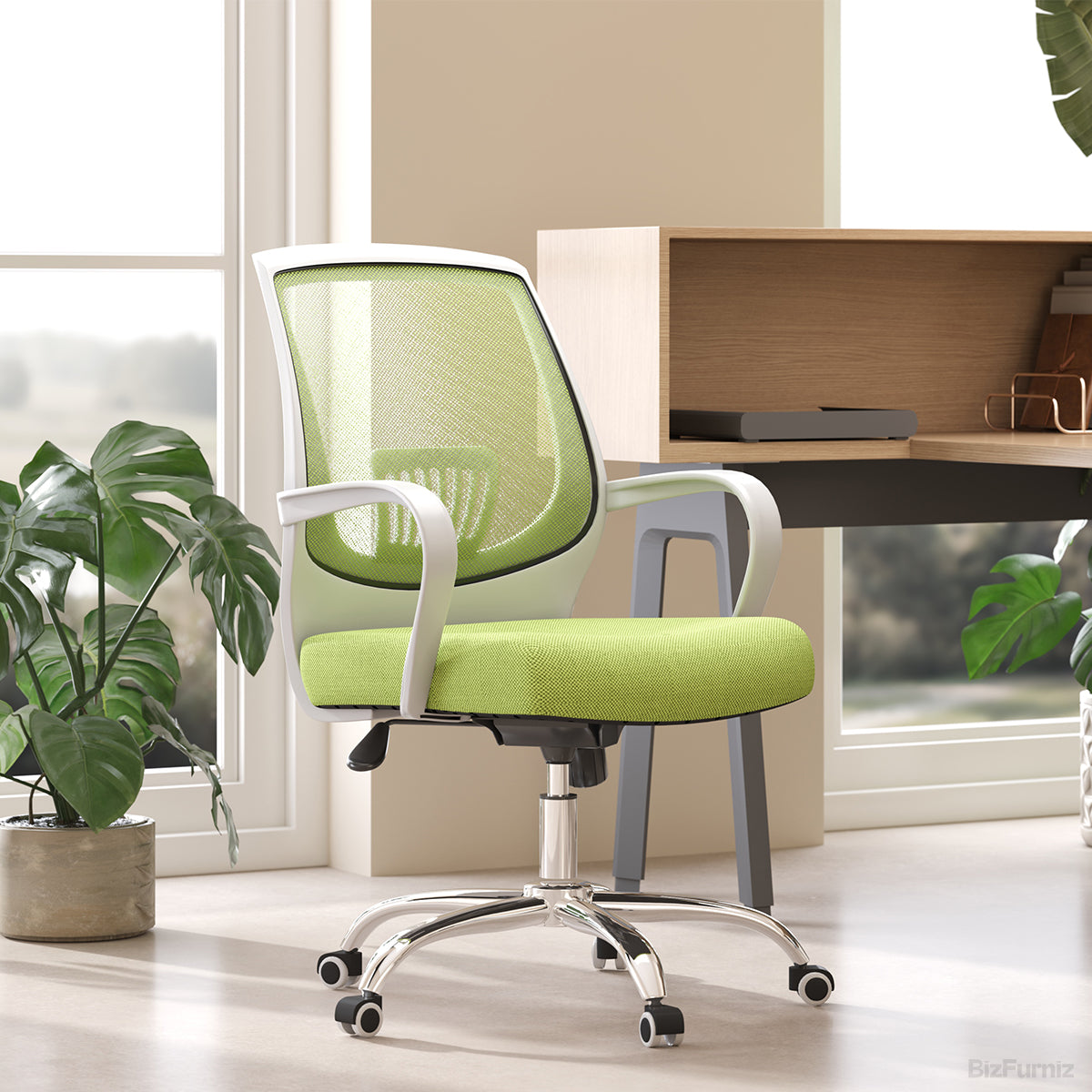 Modern Mesh Office Chair – Adjustable Mid-Back Swivel Desk Chair with Lumbar Support product photo 4