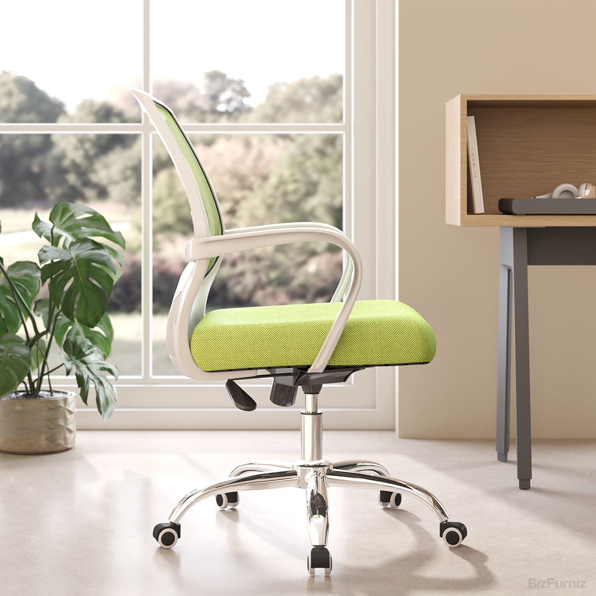 Modern Mesh Office Chair – Adjustable Mid-Back Swivel Desk Chair with Lumbar Support product photo 2