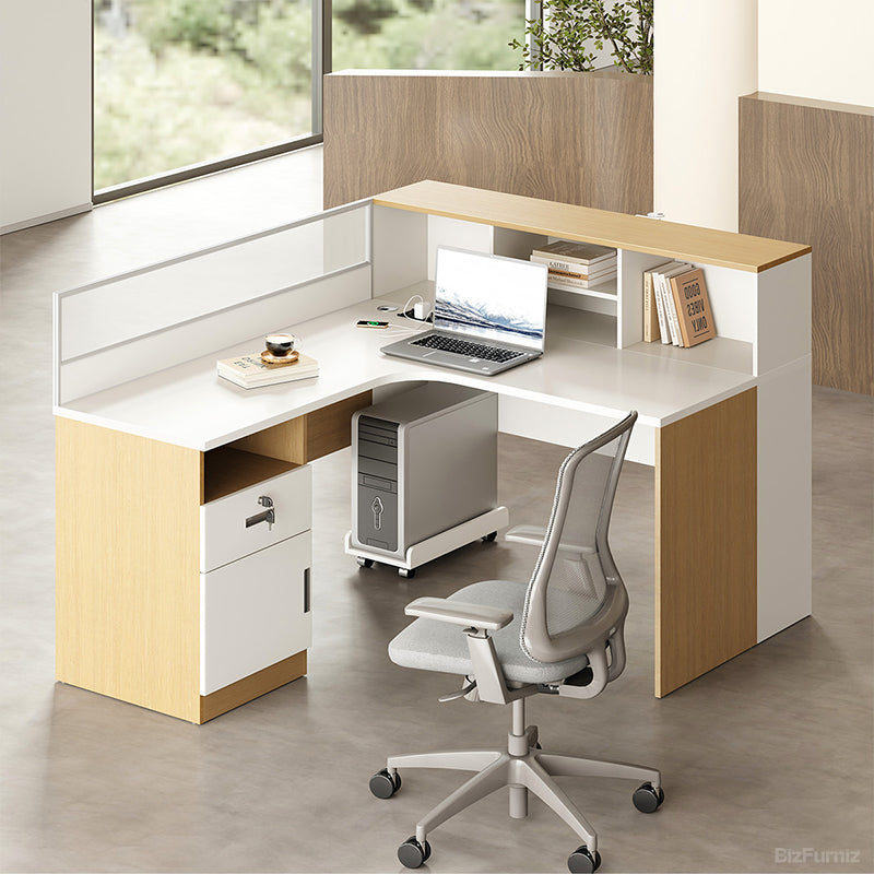 47" L-shaped Office Desk with Cable Management and Lockable Drawer product view 9