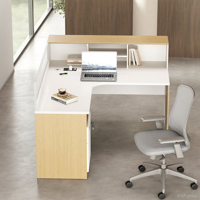 L-Shaped Office Desk 67 in Wide with Outlets