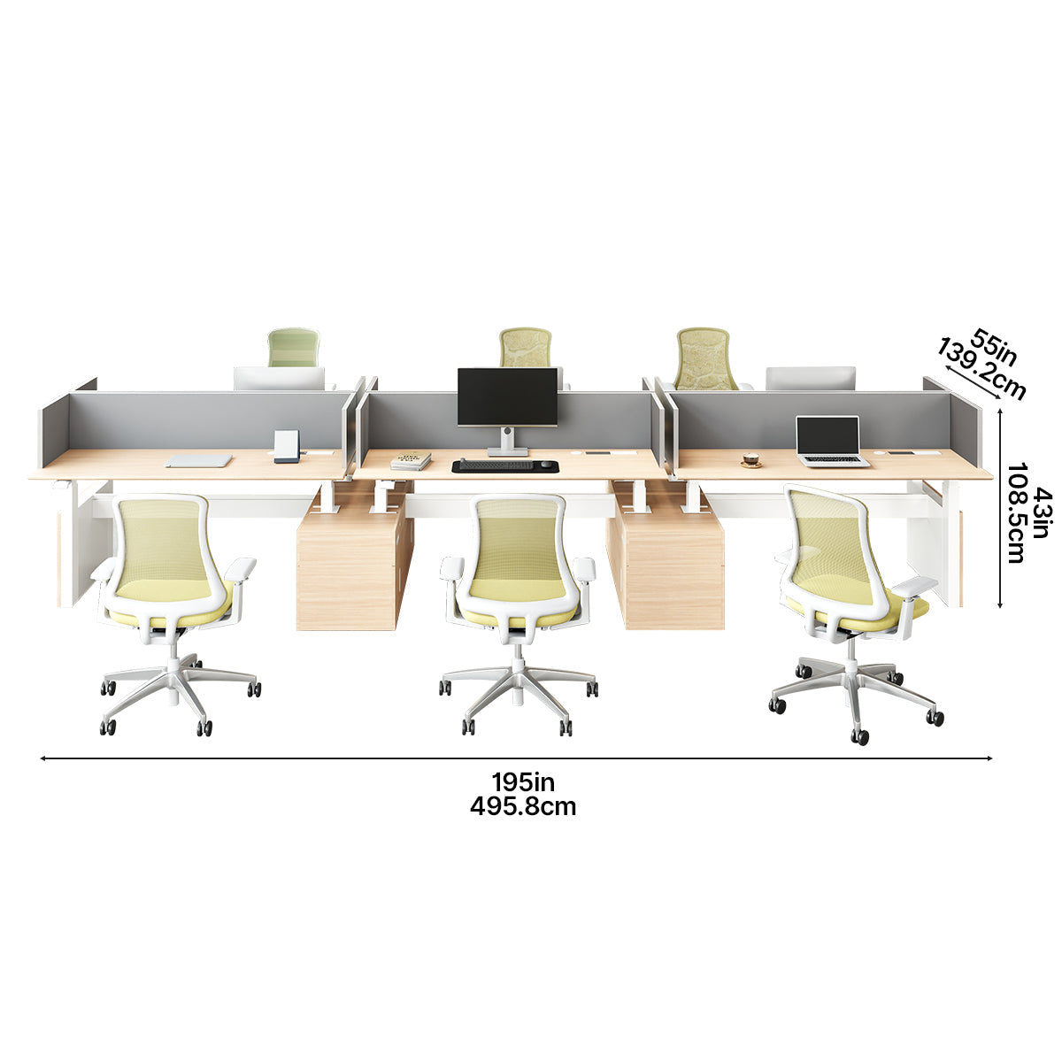 6-personworkstaion desk dimensions