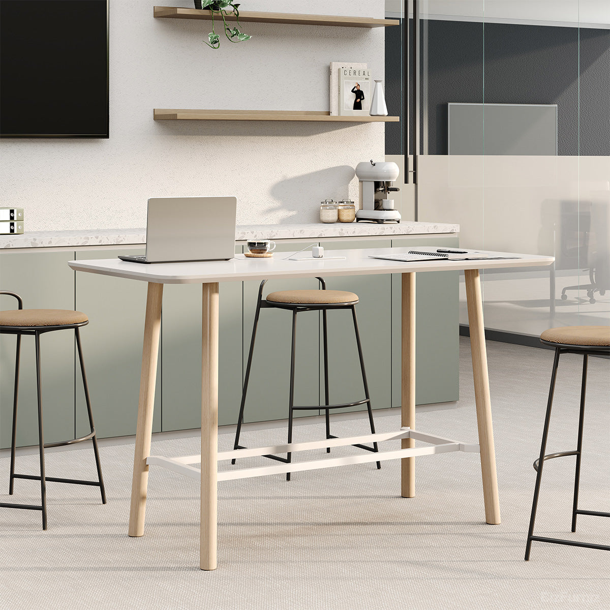 Modern Bar Height Table With Cable Management Slot