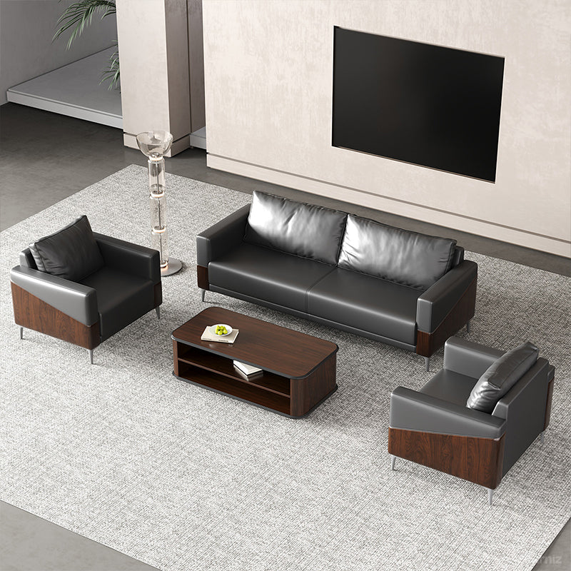 47" Dark Walnut Coffee Table with Dual-Tier Storage Shelves for Office Reception Areas and Living Rooms product view 9