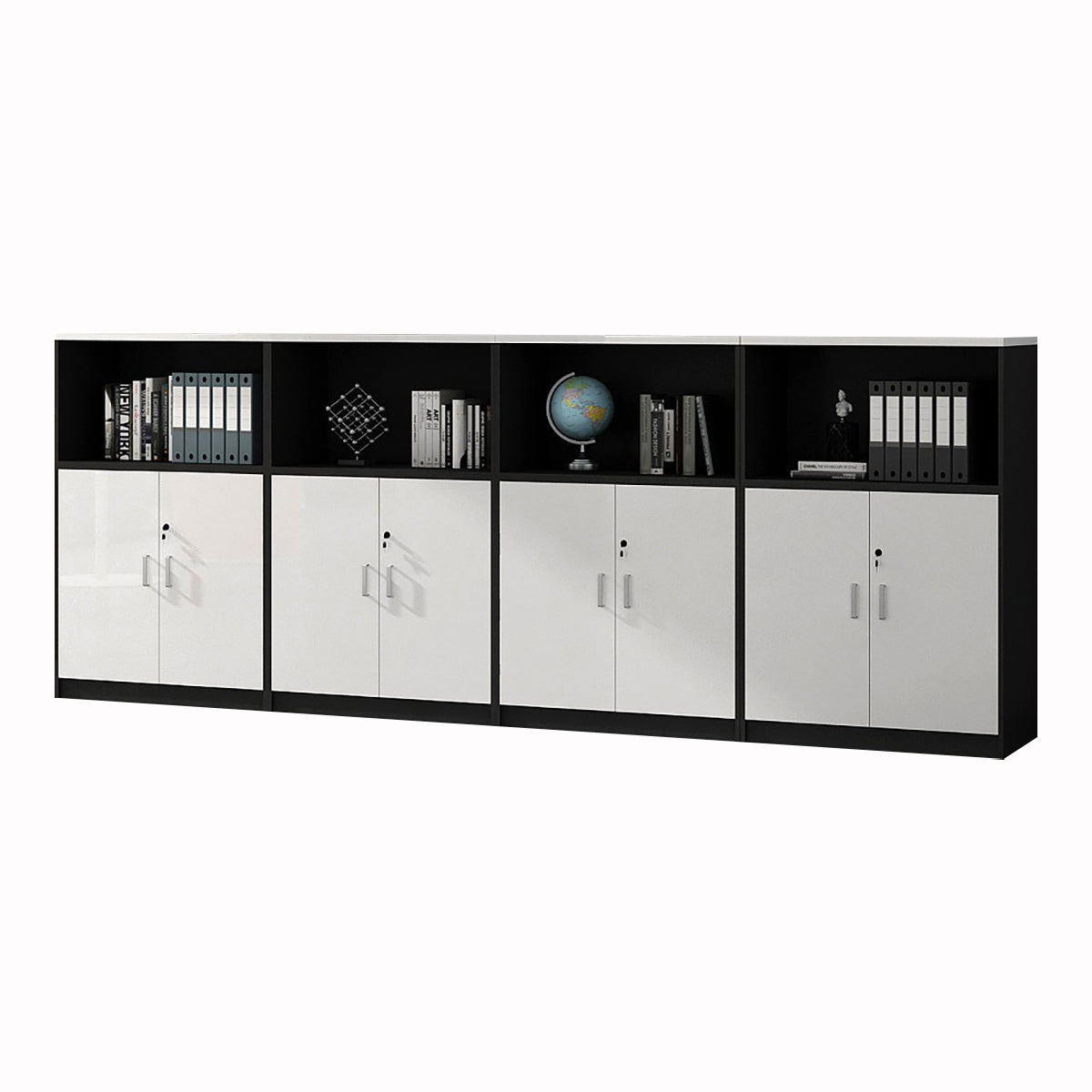 Minimalist Low Storage File Cabinet with Locking Doors for Office or Study Room