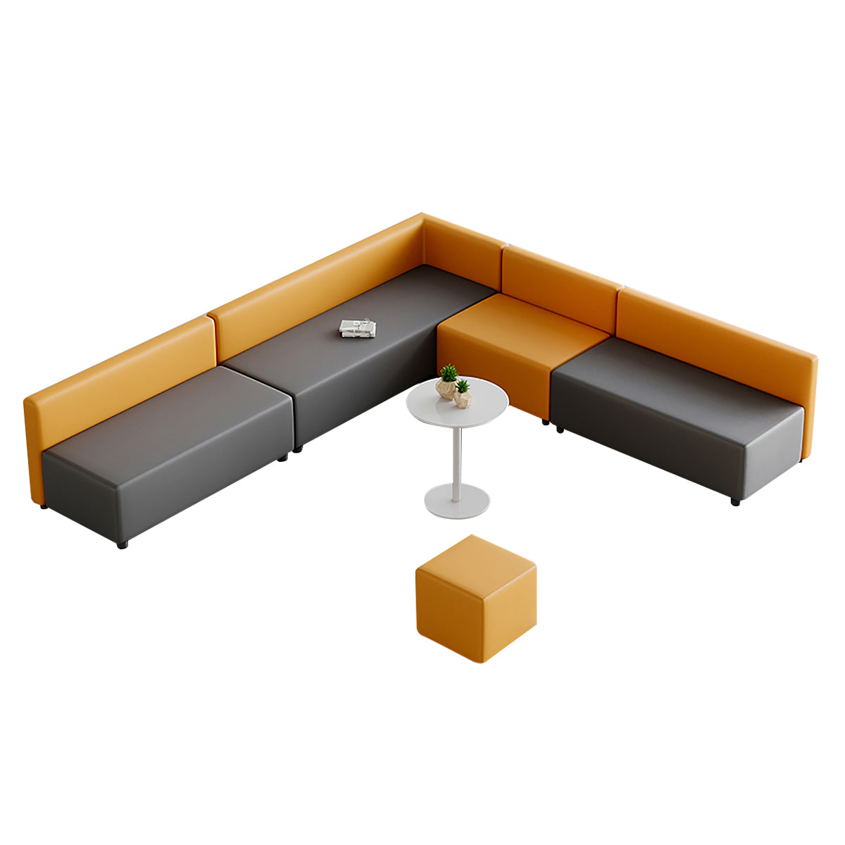 Modular Lobby Sofa 71–252 in Wide, Wood Frame