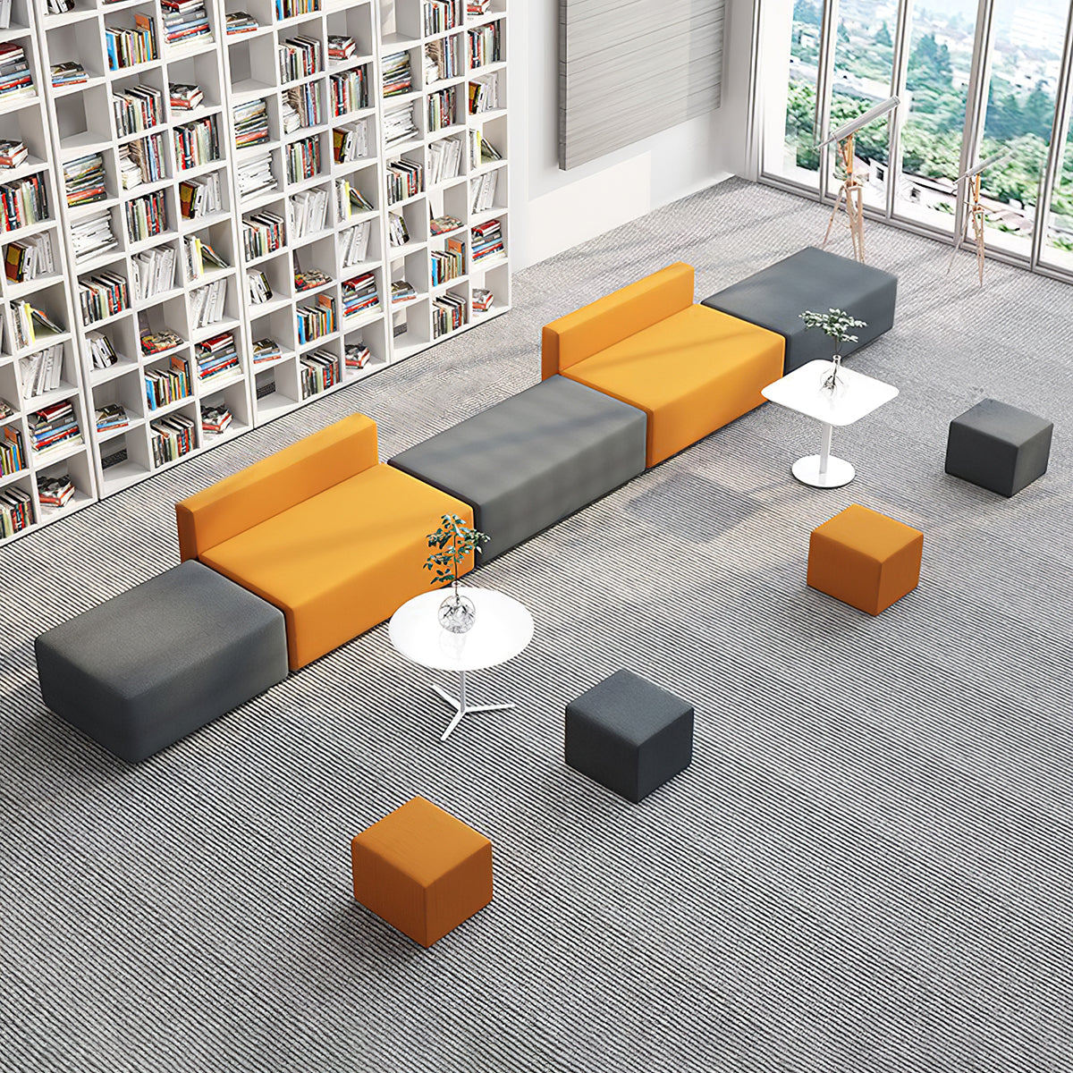 Modular Lobby Sofa 71–252 in Wide, Wood Frame