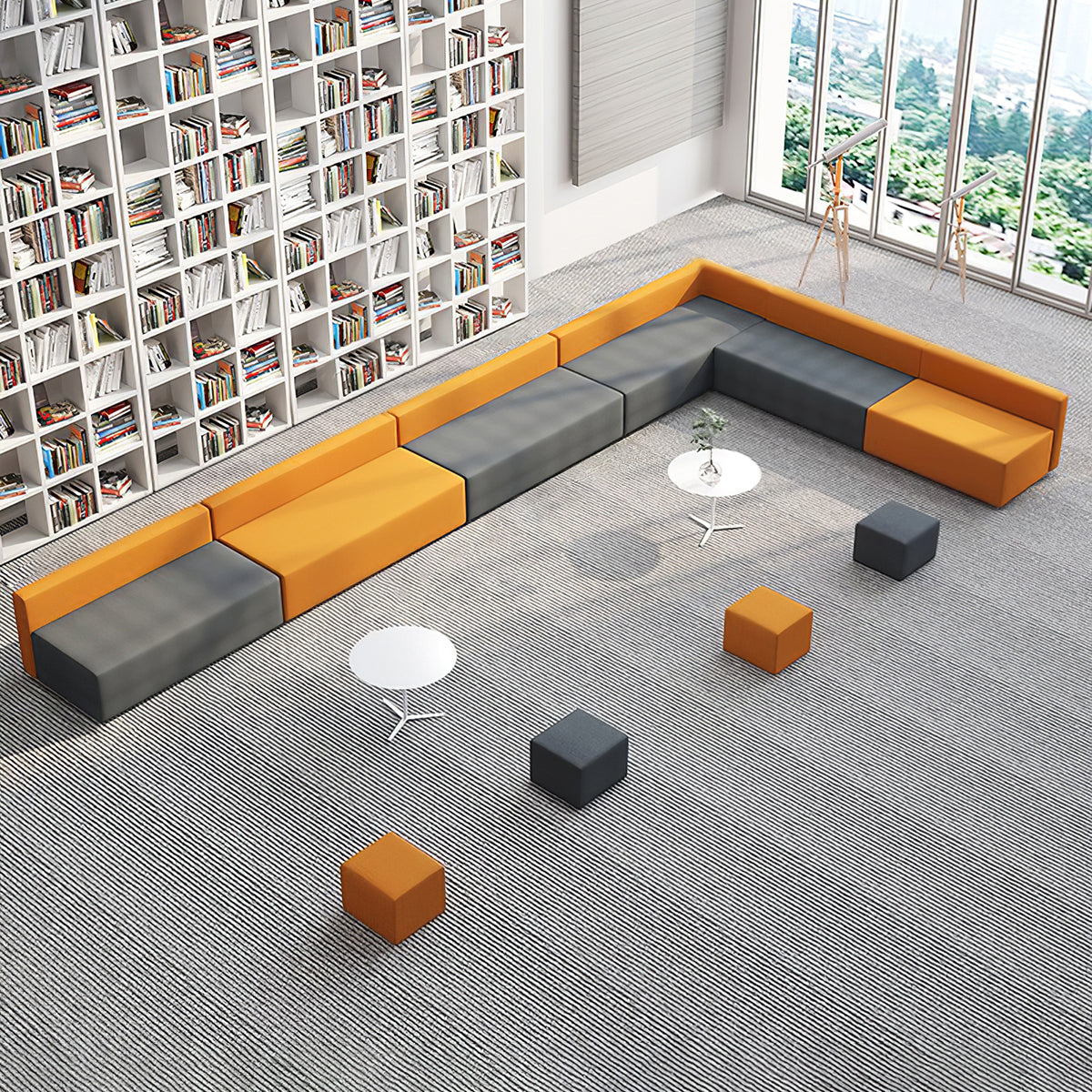 Modular Lobby Sofa 71–252 in Wide, Wood Frame