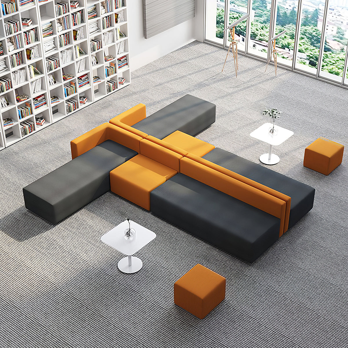 Modular Lobby Sofa 71–252 in Wide, Wood Frame