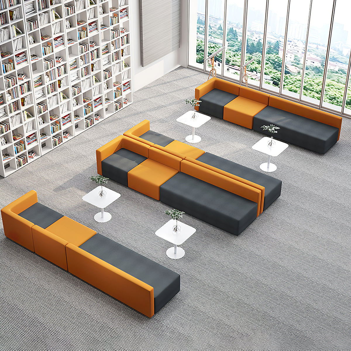 Modular Lobby Sofa 71–252 in Wide, Wood Frame