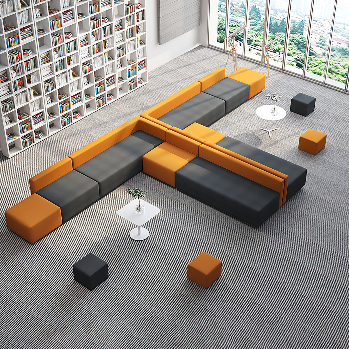 Modular Lobby Sofa 71–252 in Wide, Wood Frame