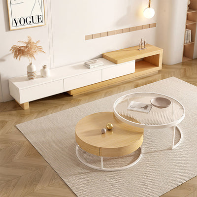 Extendable TV Stand 75–102 in Wide, Glass Top