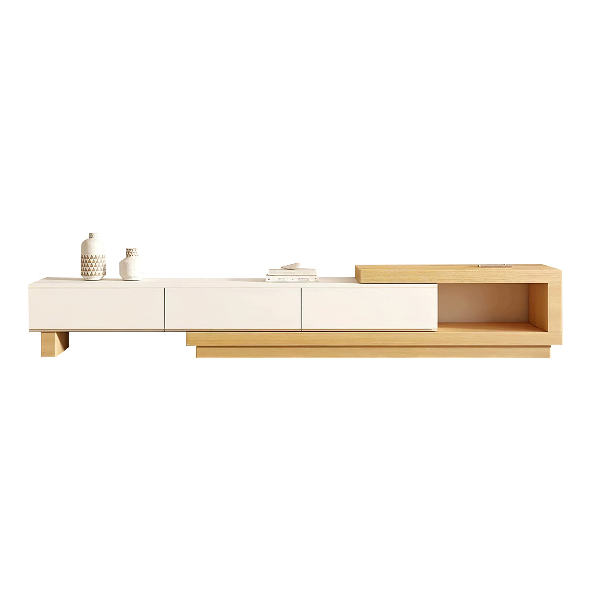 Extendable TV Stand 75–102 in Wide, Glass Top