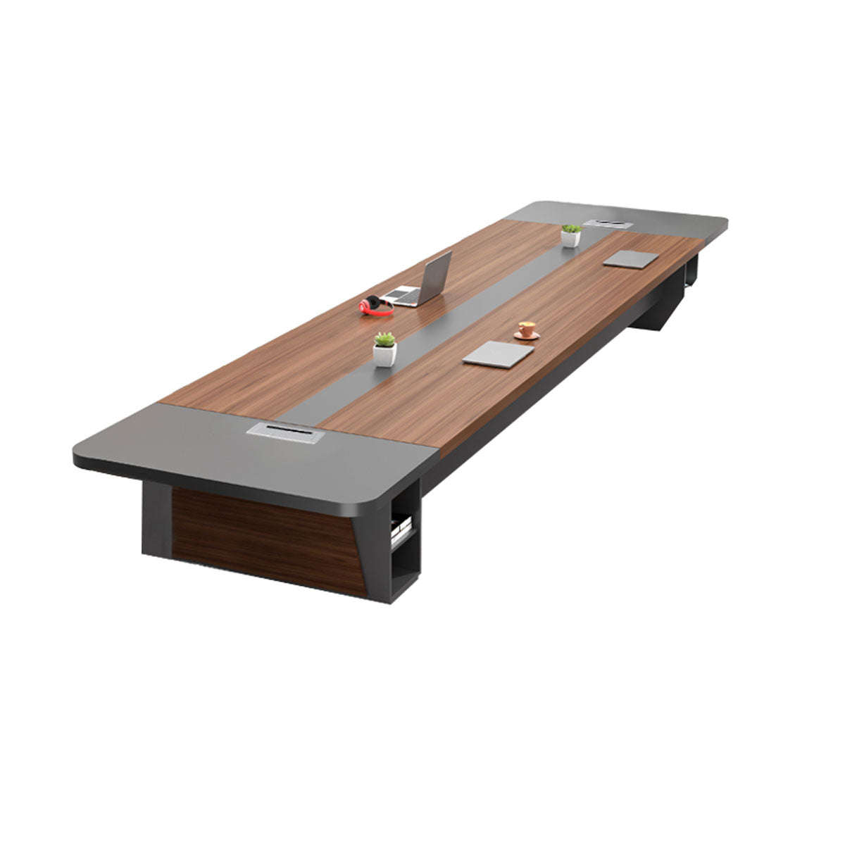 Modern Rectangular Conference Table with Under-Desk Storage for Office
