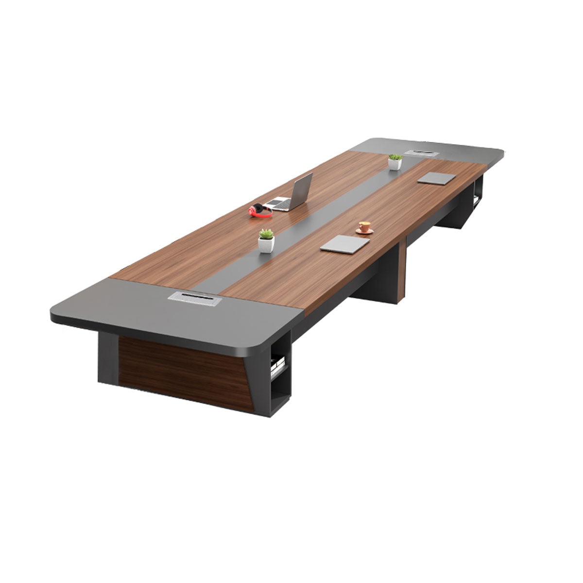 Modern Rectangular Conference Table with Under-Desk Storage for Office