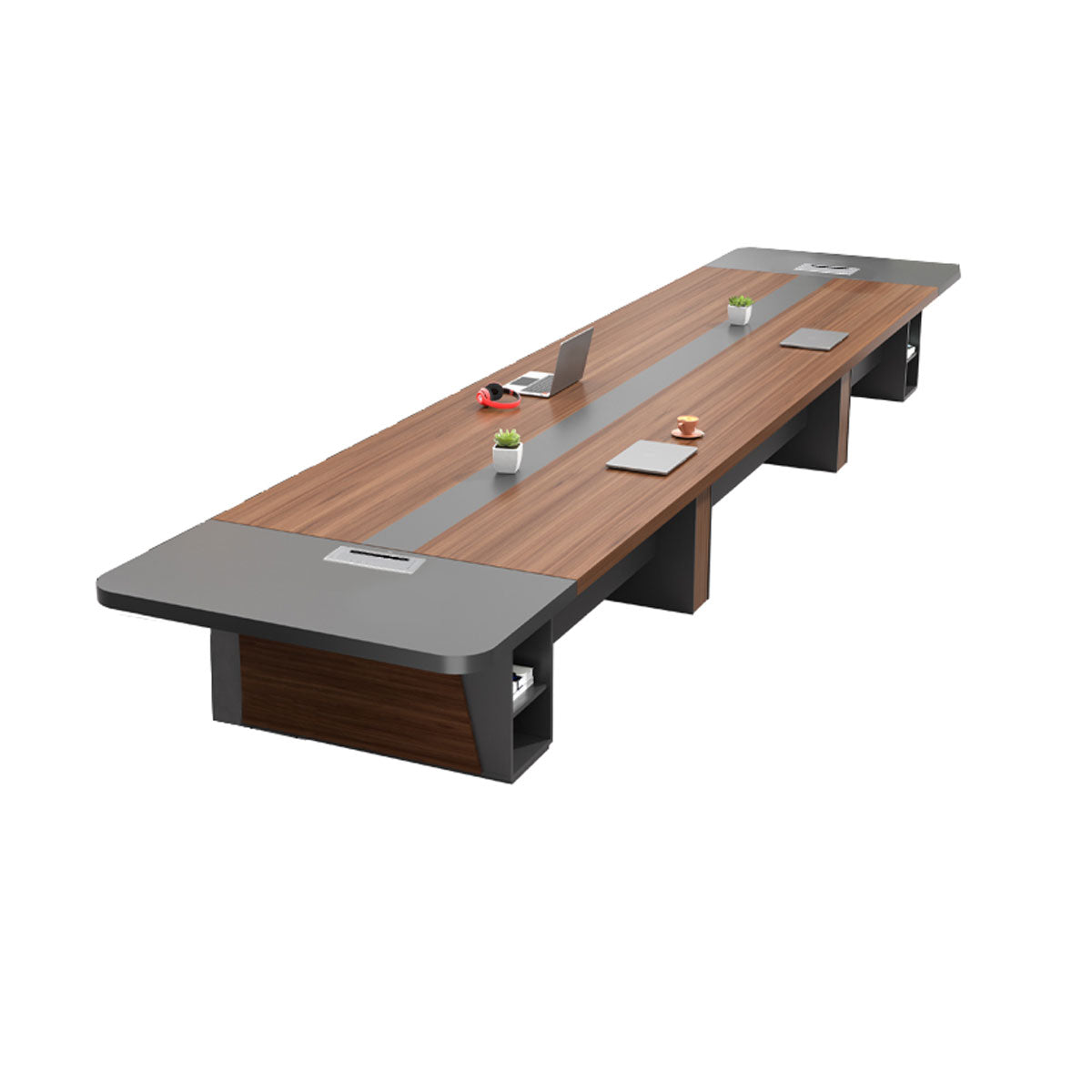 Modern Rectangular Conference Table with Under-Desk Storage for Office