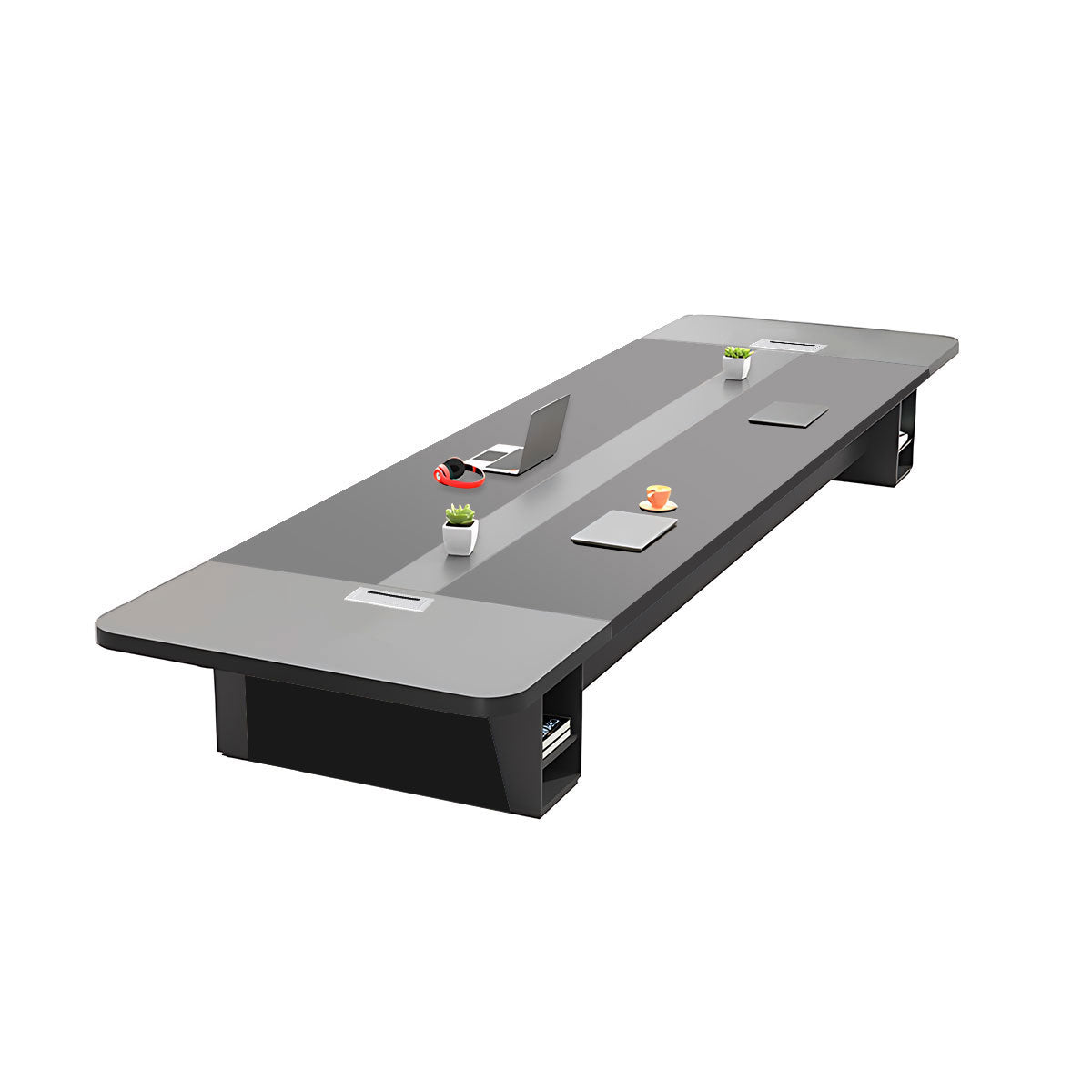 Modern Rectangular Conference Table with Under-Desk Storage for Office