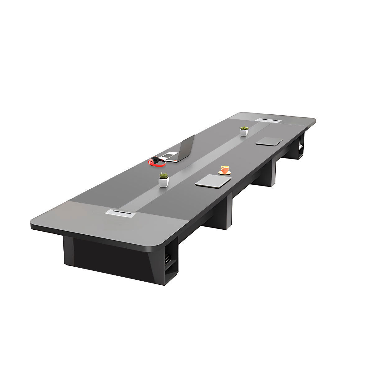 Modern Rectangular Conference Table with Under-Desk Storage for Office