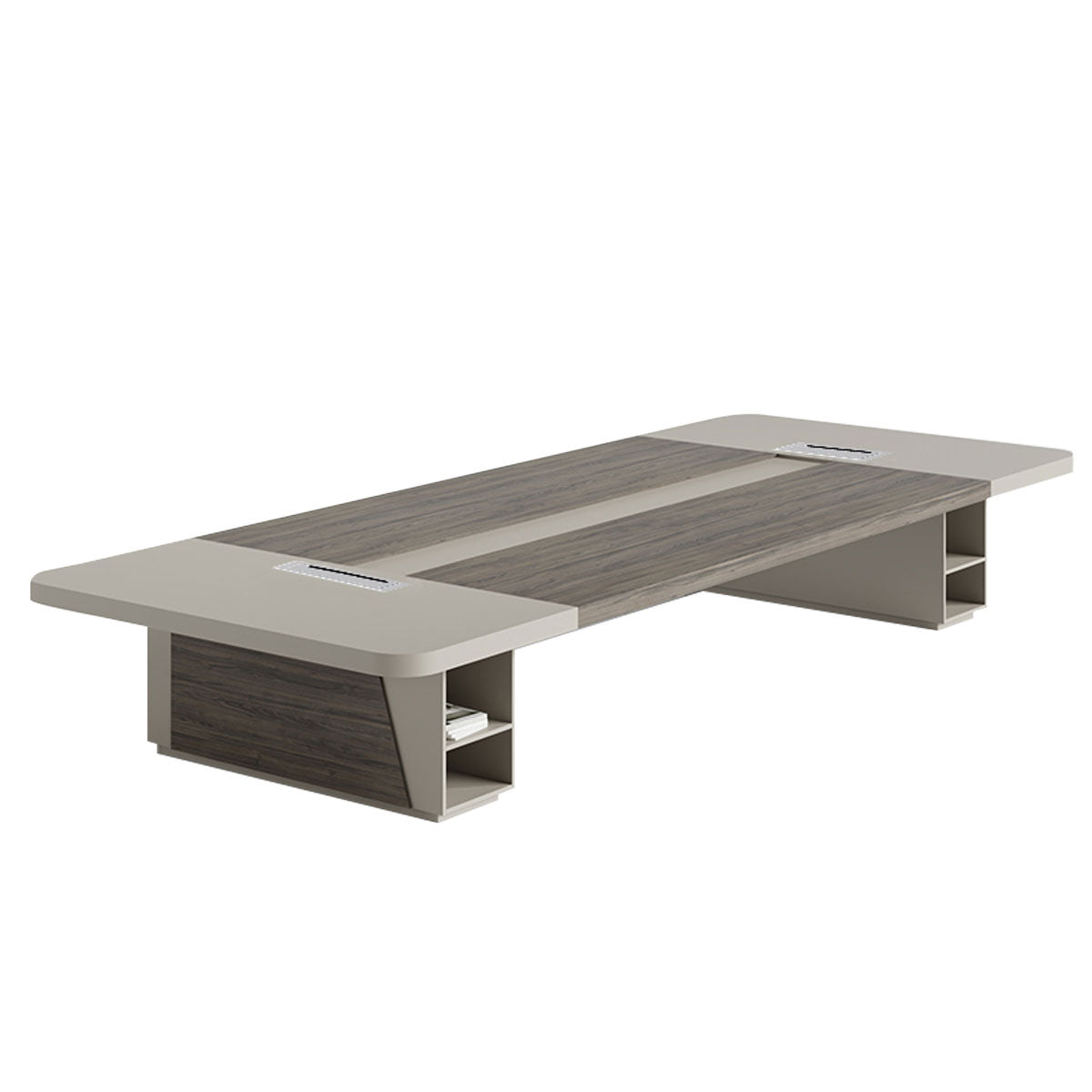 Modern Rectangular Conference Table with Under-Desk Storage for Office