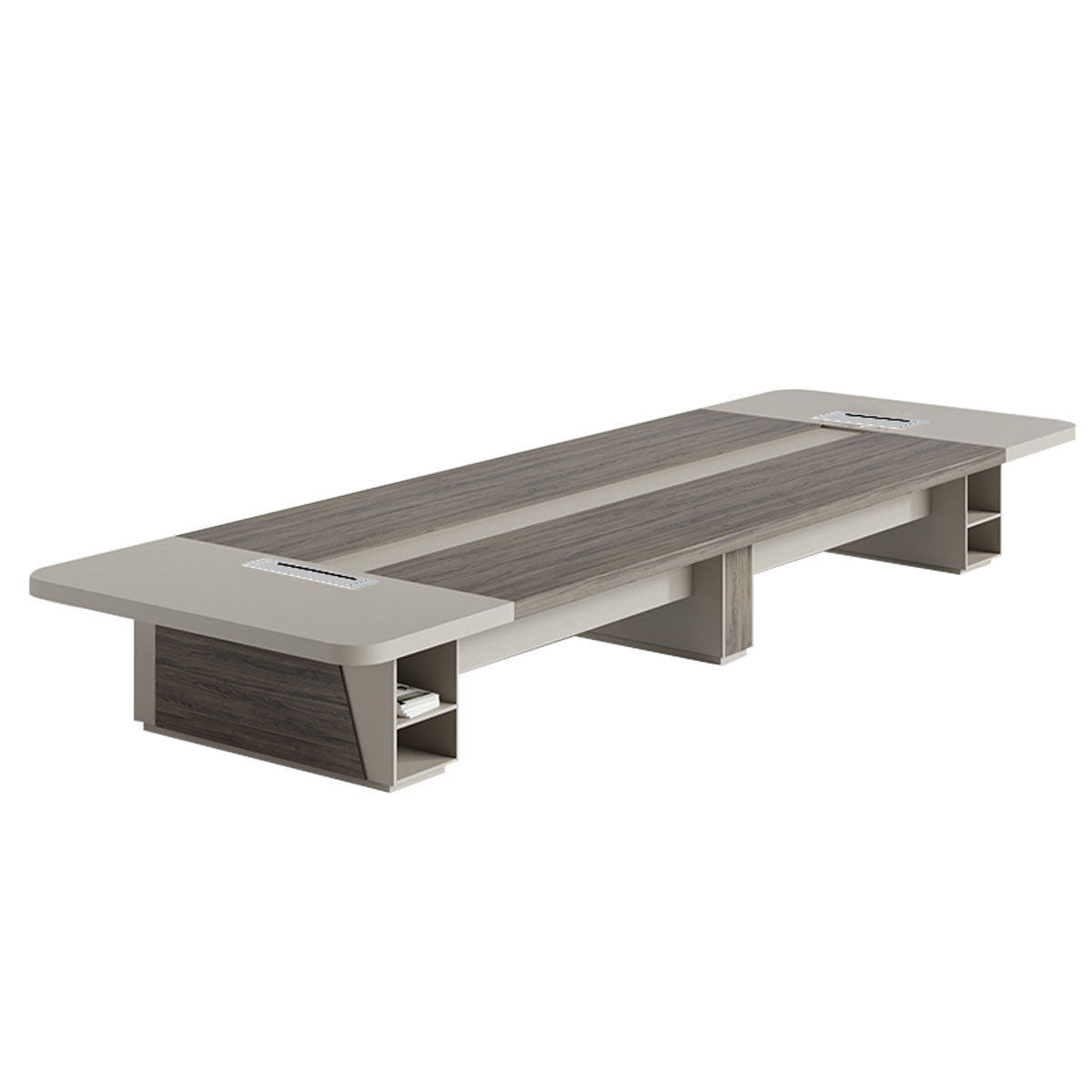 Modern Rectangular Conference Table with Under-Desk Storage for Office