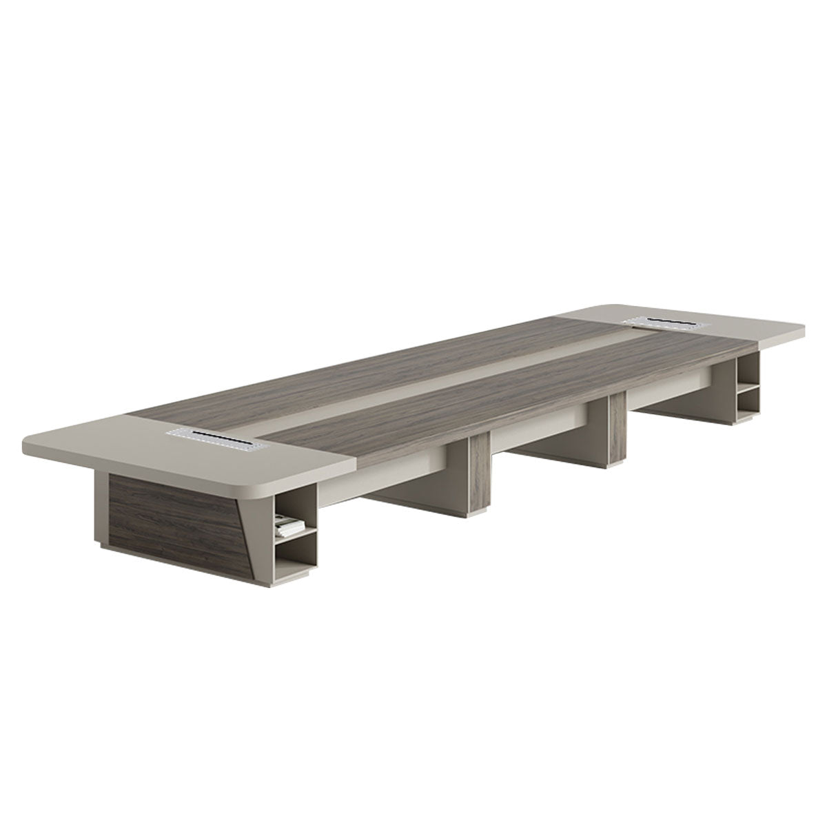 Modern Rectangular Conference Table with Under-Desk Storage for Office