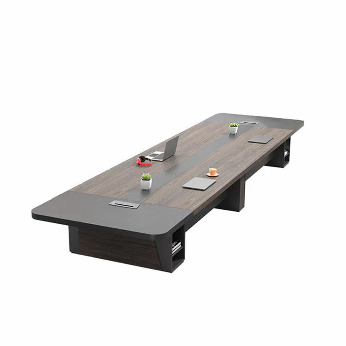 Modern Rectangular Conference Table with Under-Desk Storage for Office
