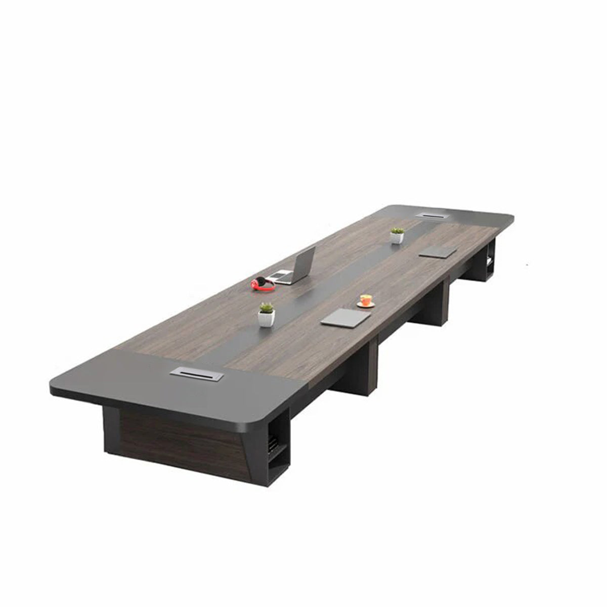 Modern Rectangular Conference Table with Under-Desk Storage for Office