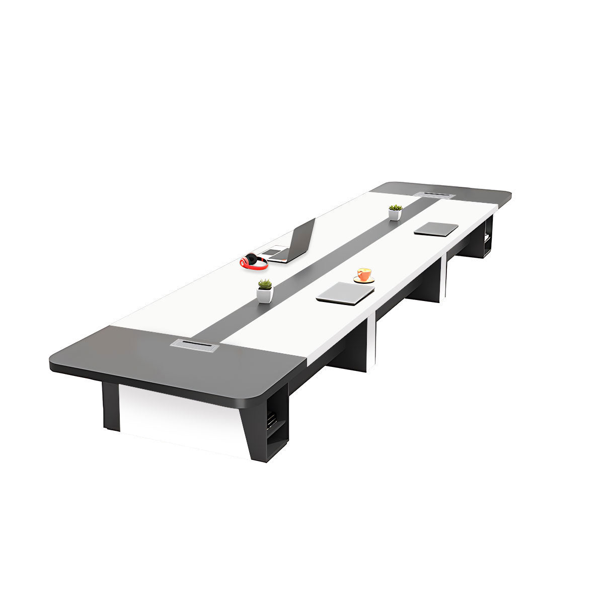 Modern Rectangular Conference Table with Under-Desk Storage for Office