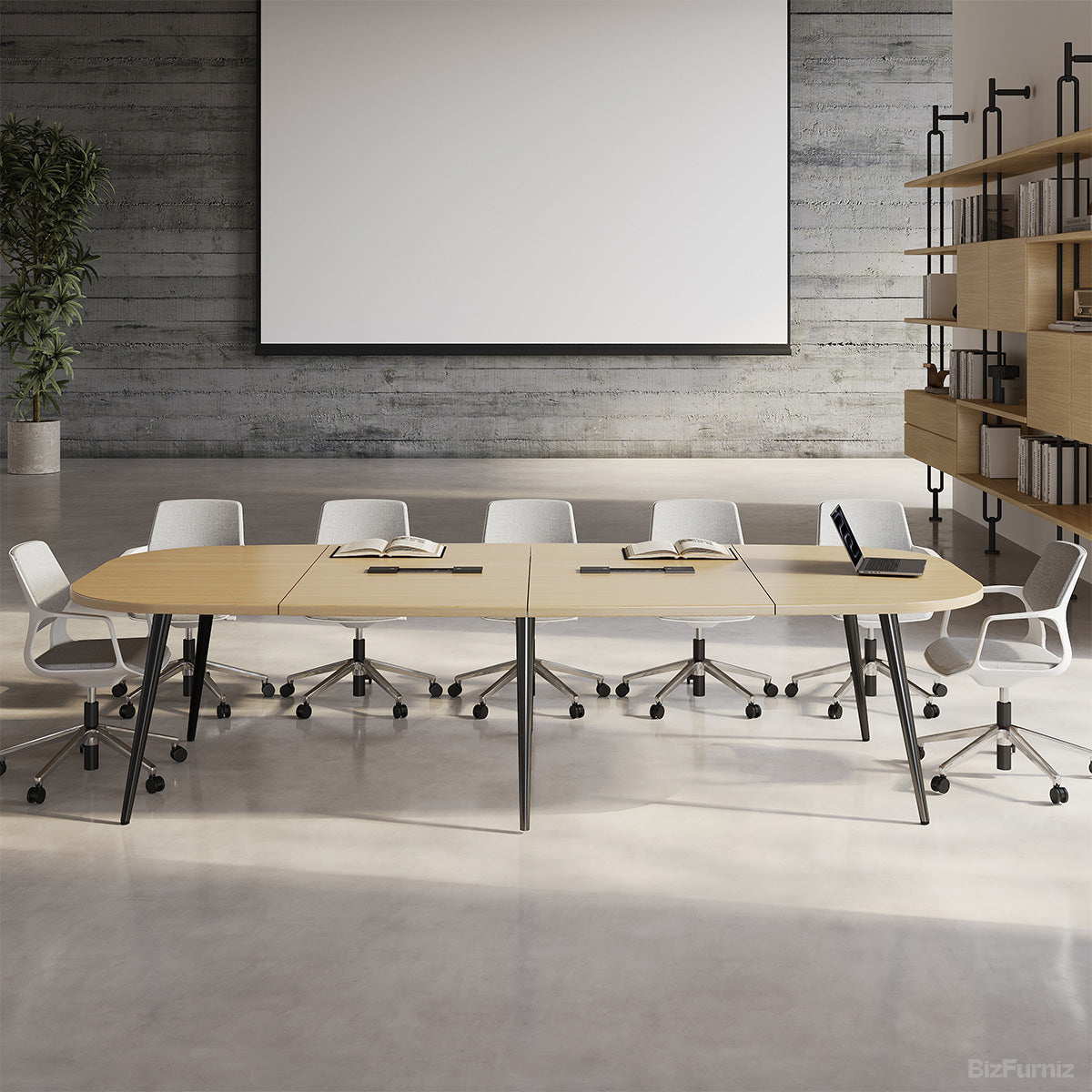 Wood Conference Table with Power Outlets
