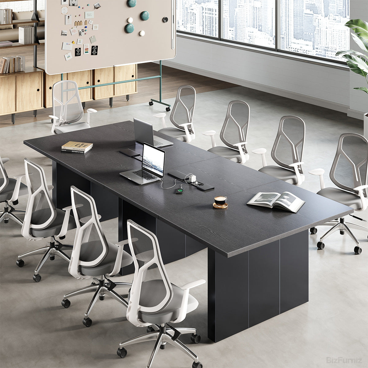 118-inch Conference Table with Pop-up Power Outlet in Modern Office Workspace
