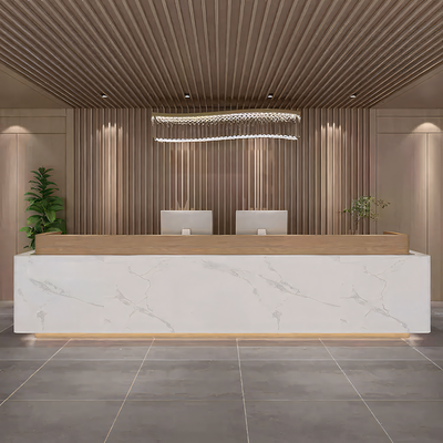Two-Tone LED Reception Desk 59–157 in Wide