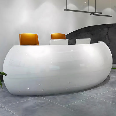 White Half-Round Reception Desk 63–165 in Wide