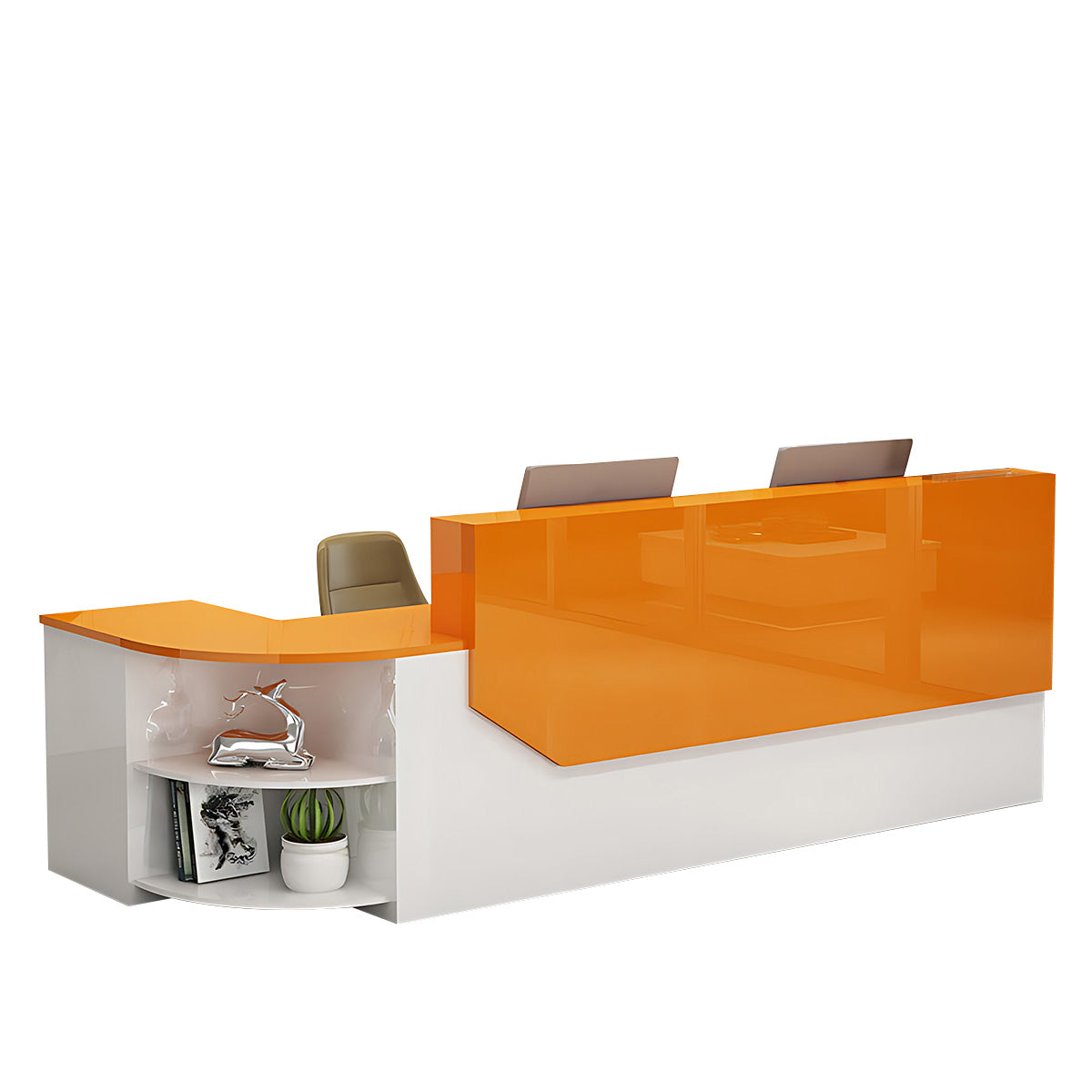 L-Shaped Reception Desk 55–126 in Wide, Two-Tone