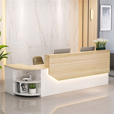 L-Shaped Reception Desk 55–126 in Wide, Two-Tone