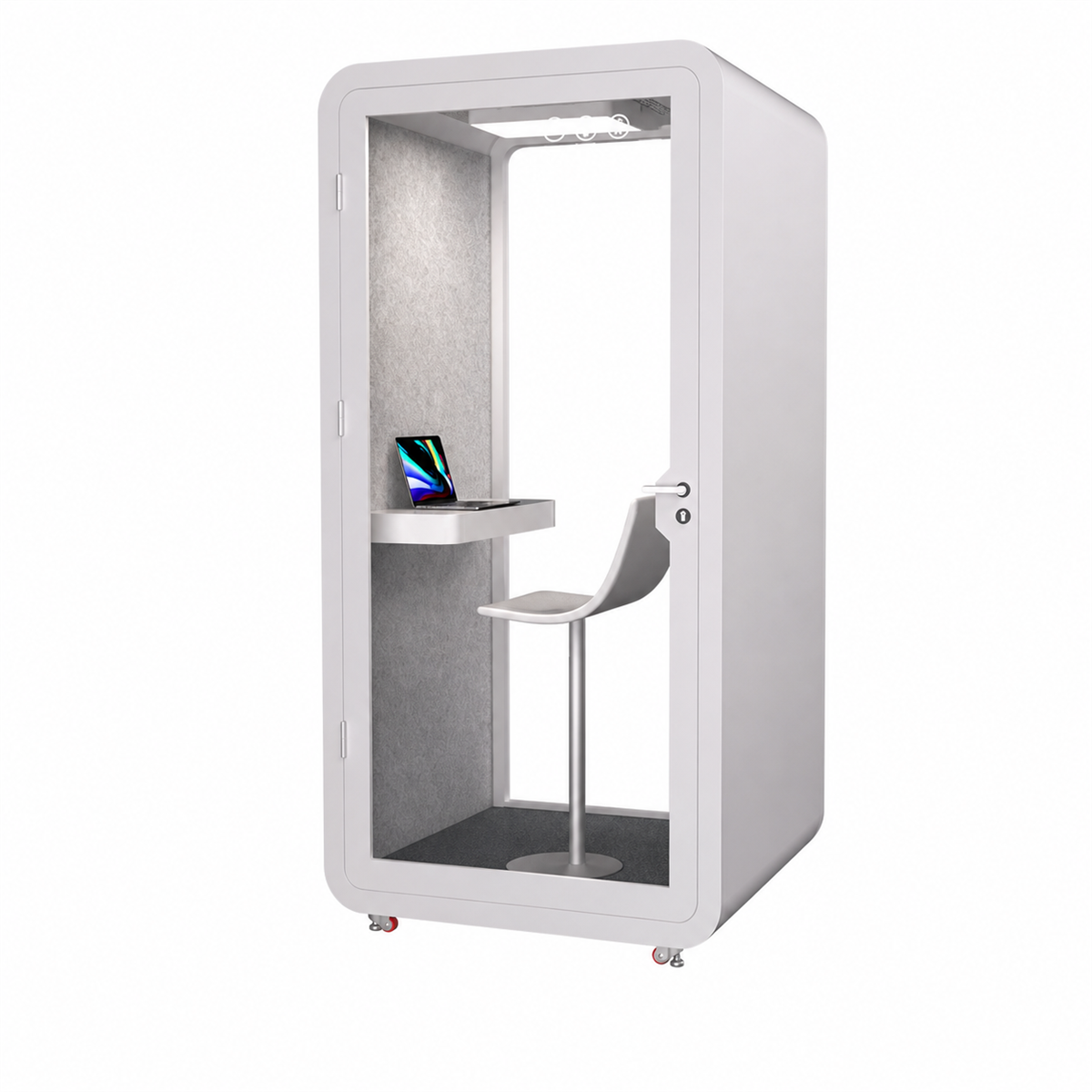 Mobile Acoustic Booth for Calls, Recording and Focused Work / Size: 41"L x 41"W x 87"H / Style: White