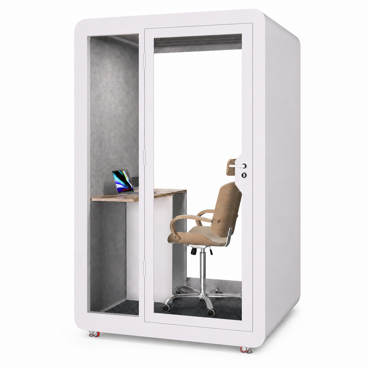 Mobile Acoustic Booth for Calls, Recording and Focused Work / Size: 53"L x 47"W x 87"H / Style: White