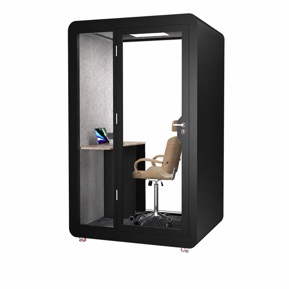 Mobile Acoustic Booth for Calls, Recording and Focused Work / Size: 53"L x 47"W x 87"H / Style: Black