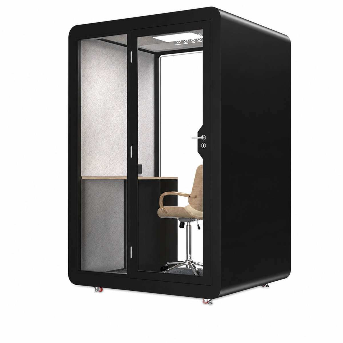 Mobile Acoustic Booth for Calls, Recording and Focused Work / Size: 59"L x 51"W x 87"H / Style: Black