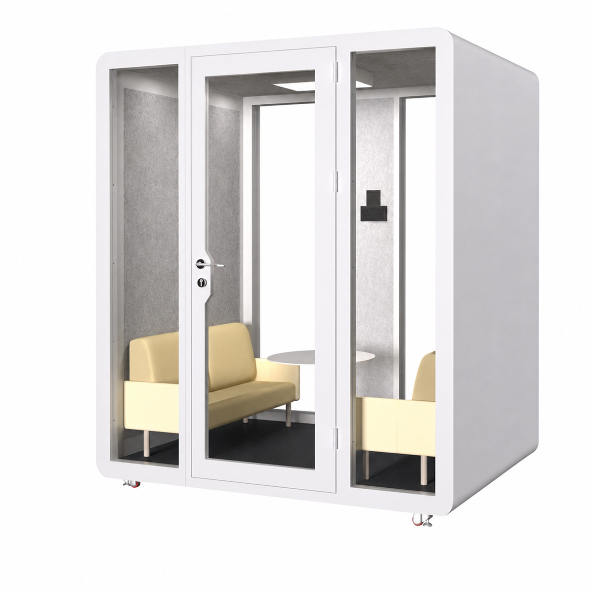 Mobile Acoustic Booth for Calls, Recording and Focused Work / Size: 71"L x 59"W x 87"H / Style: White