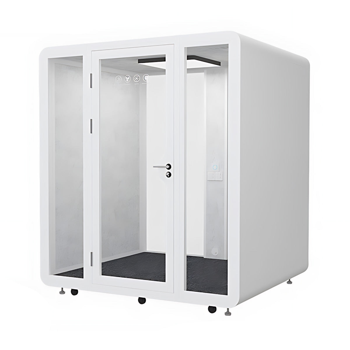 Advanced Acoustic Pod with Multi-layer Enclosed Structure, Safety Glass, Ventilation System & Modular Design for Private Spaces