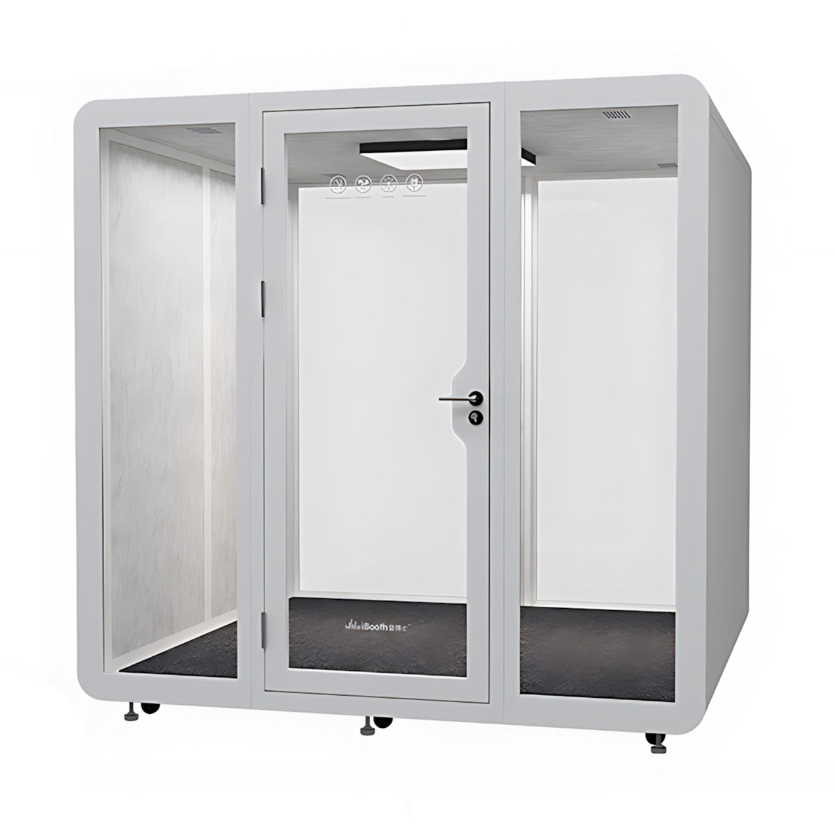 Advanced Acoustic Pod with Multi-layer Enclosed Structure, Safety Glass, Ventilation System & Modular Design for Private Spaces