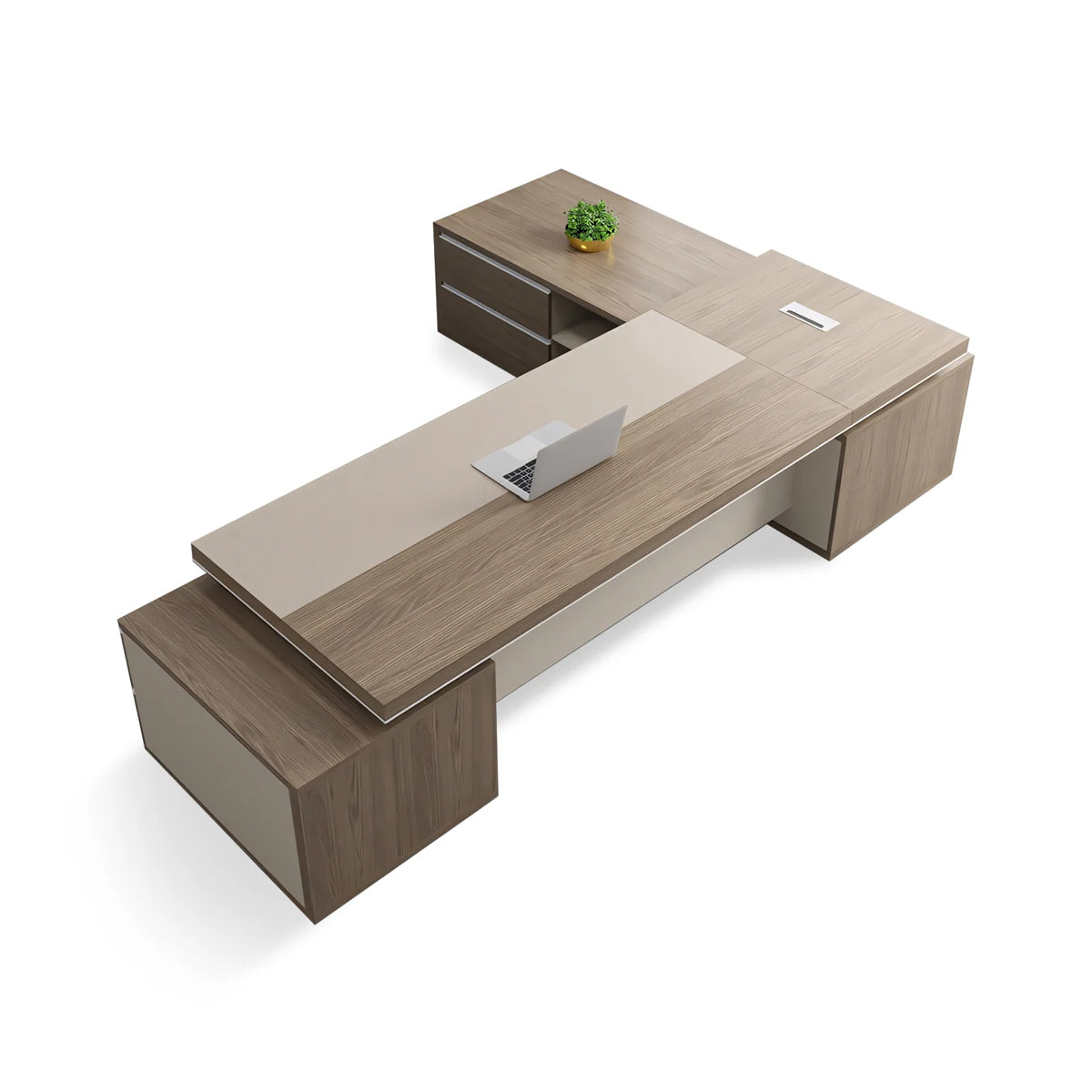 Two-Tone Executive Desk 71–118 in Wide
