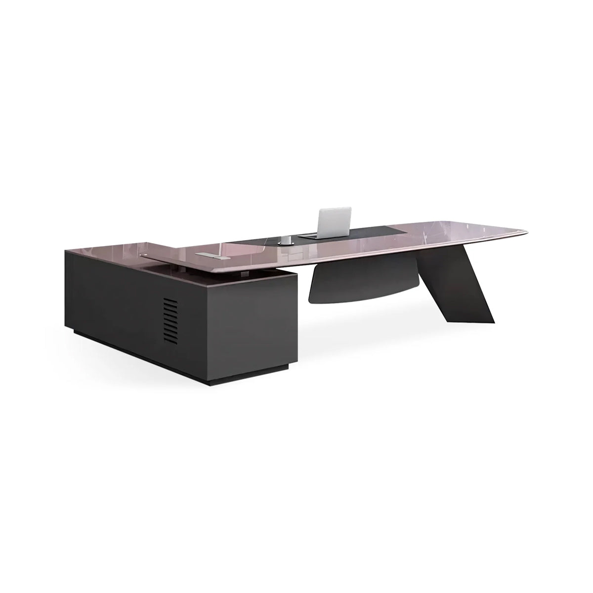 Curved Executive Desk 63–102 in Wide, Wiring Box