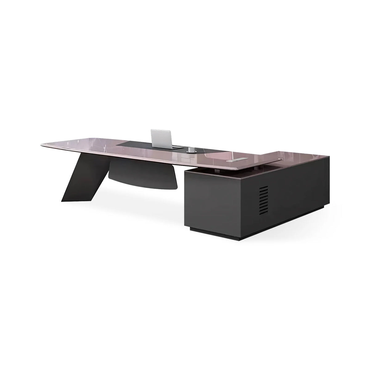 Curved Executive Desk 63–102 in Wide, Wiring Box