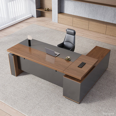 Sit-Stand Executive Desk 71–79 in Wide with Lock