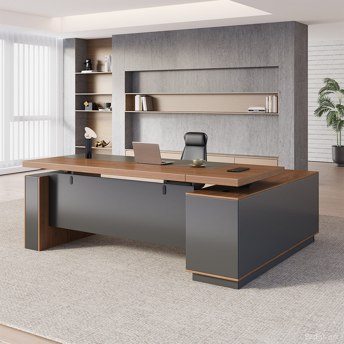 79" Sit-Stand Executive Desk with Smart Control Panel, Power Hub, File Hanger & Lockable Storage (30"-46" Height Adjustable) product photo 12